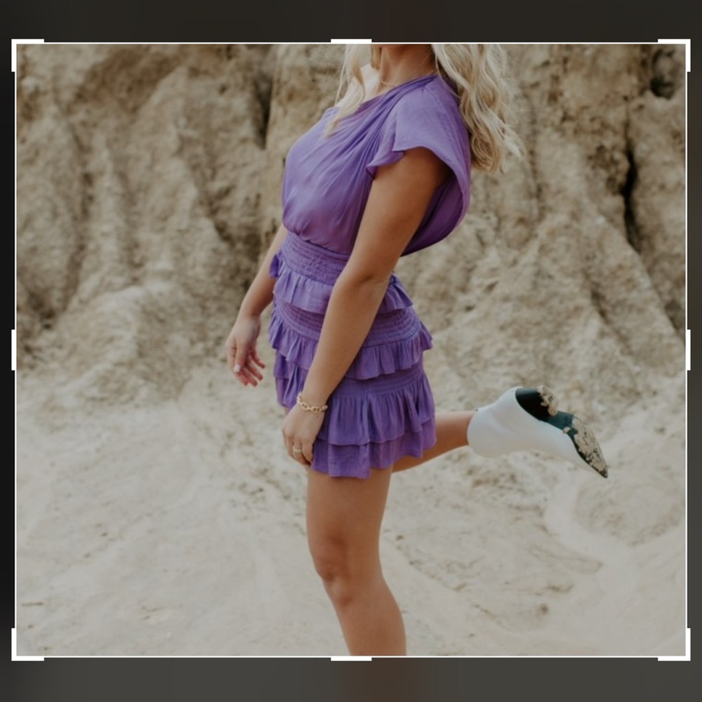 DO + BE purple one shoulder mini dress, medium